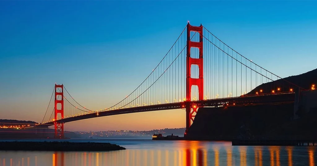 Le Golden Gate Bridge en Californie, ville d'origine du massage californien